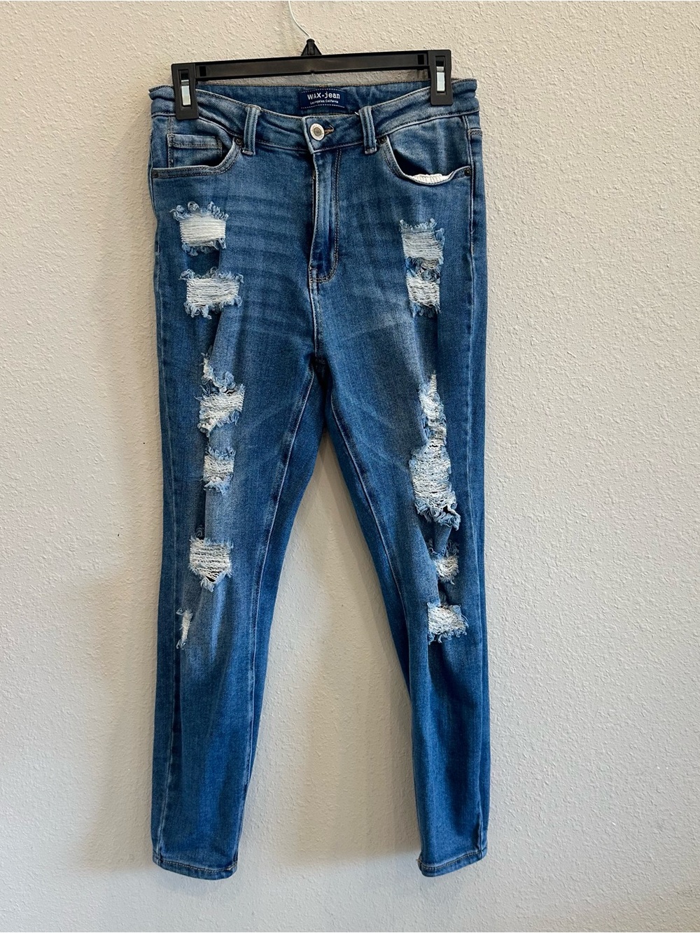WAX Jean Distressed Skinny Jeans Size 29 Medium Wash Y2K Stretch